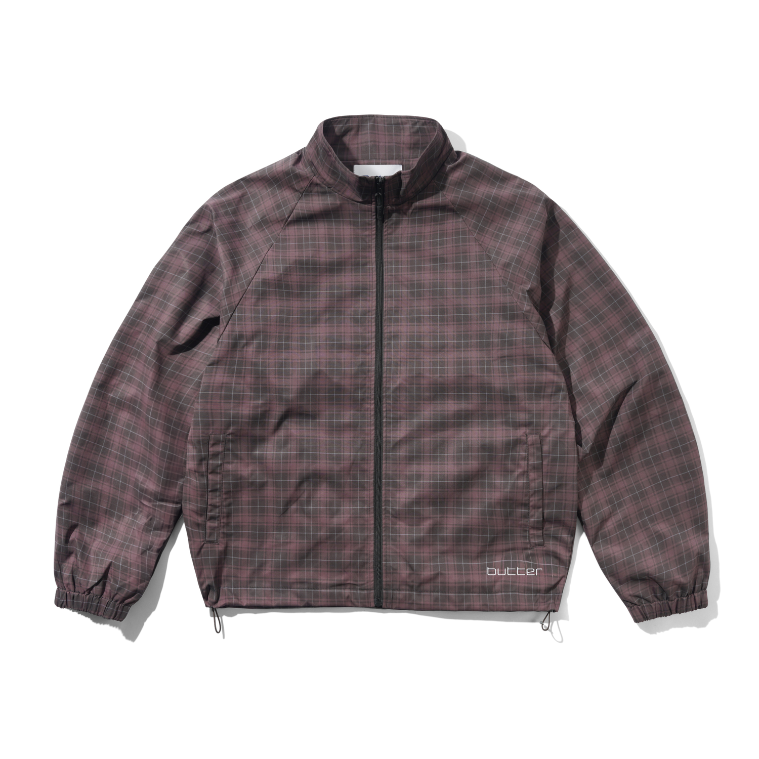 Plaid Nylon Jacket, Burgundy
