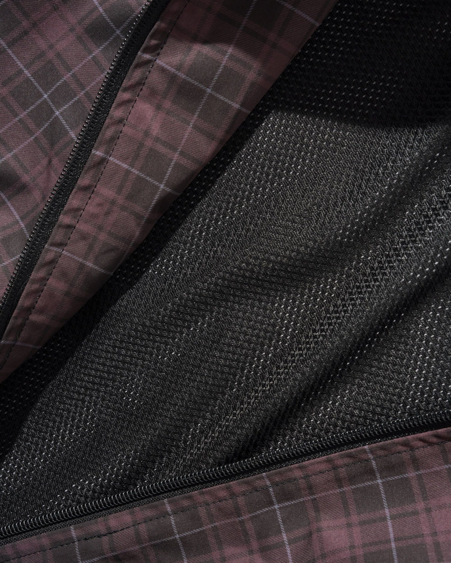Plaid Nylon Jacket, Burgundy
