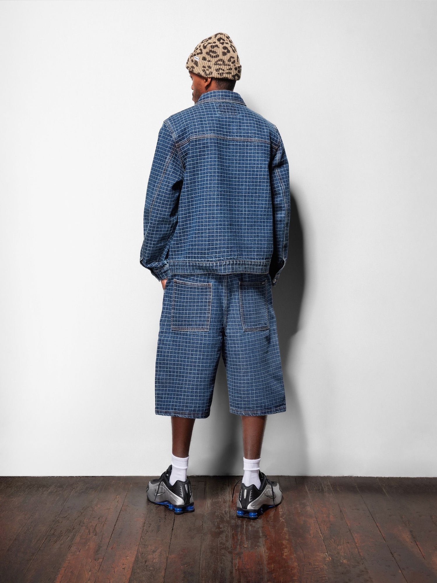 Grid Denim Jacket, Overdye Black