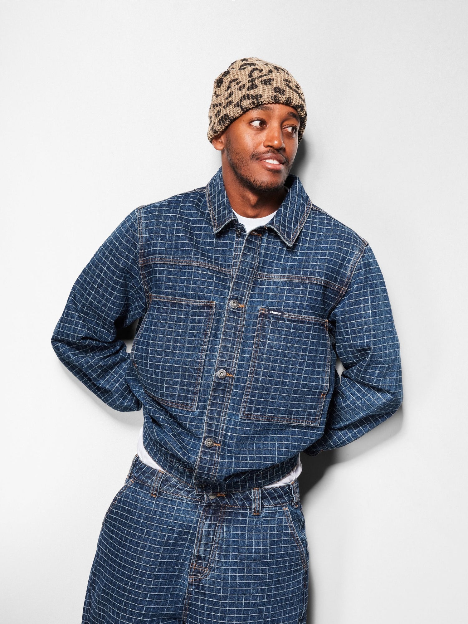 Grid Denim Jacket, Overdye Black