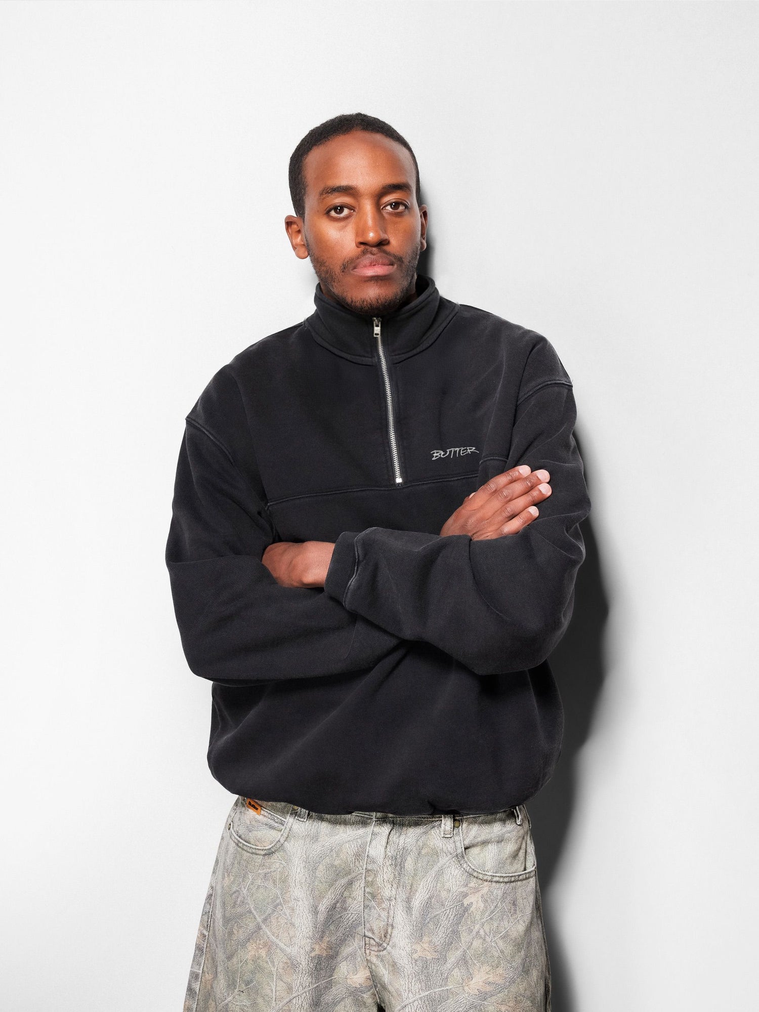 Panel 1/4 Zip Sweater, Ash