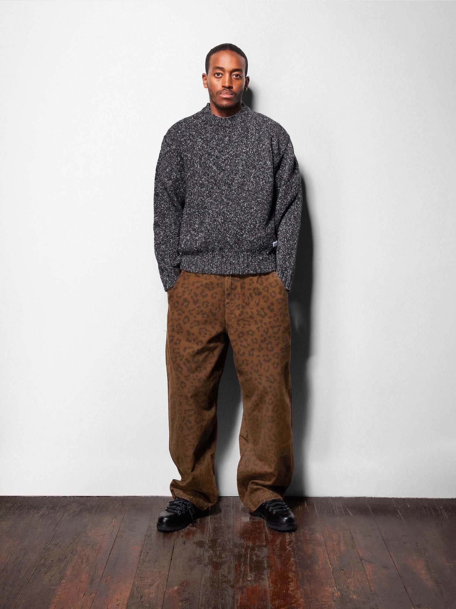 Speckle Knit Sweater, Charcoal