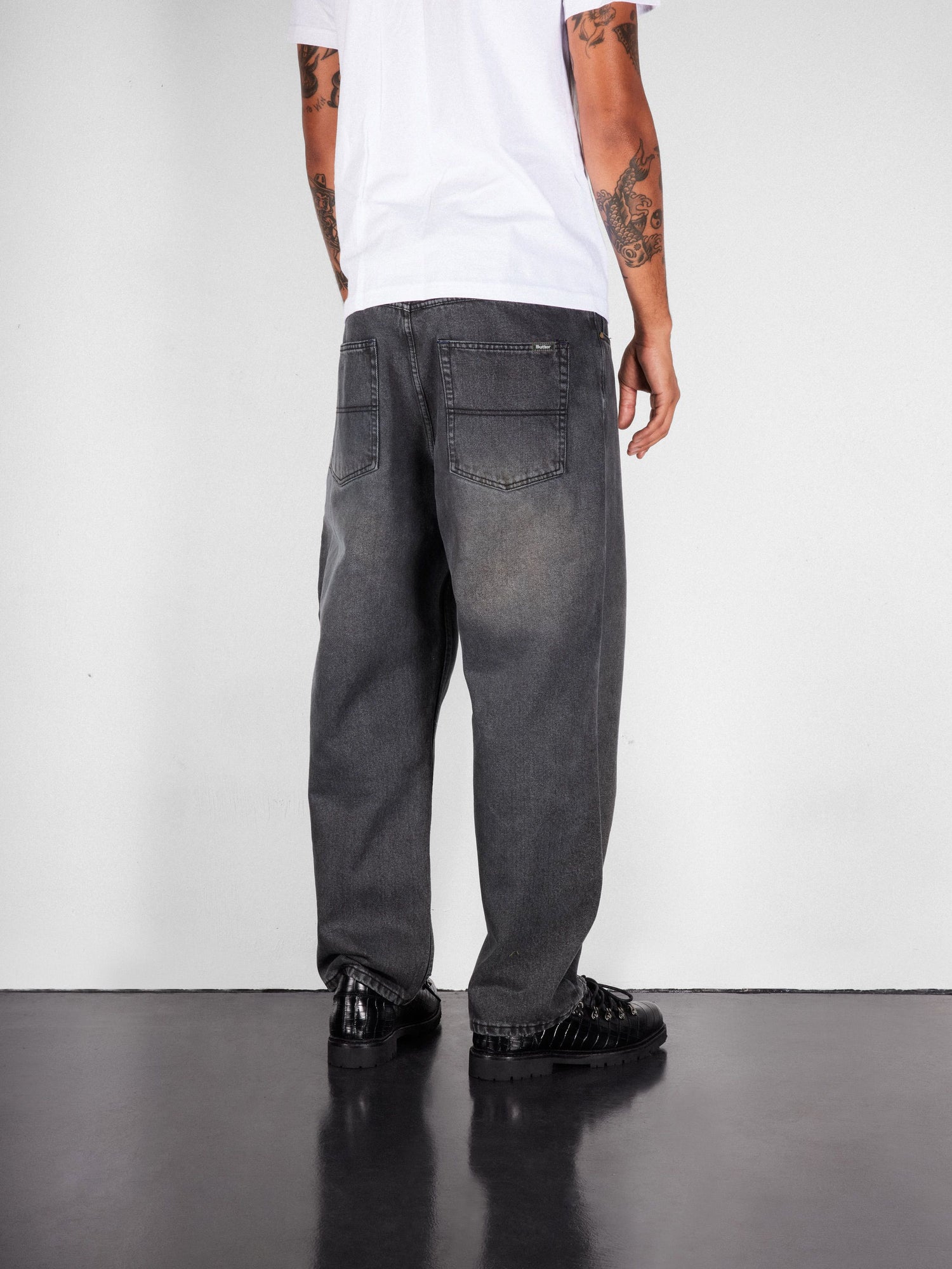 Relaxed Denim Jeans, Distressed Blue