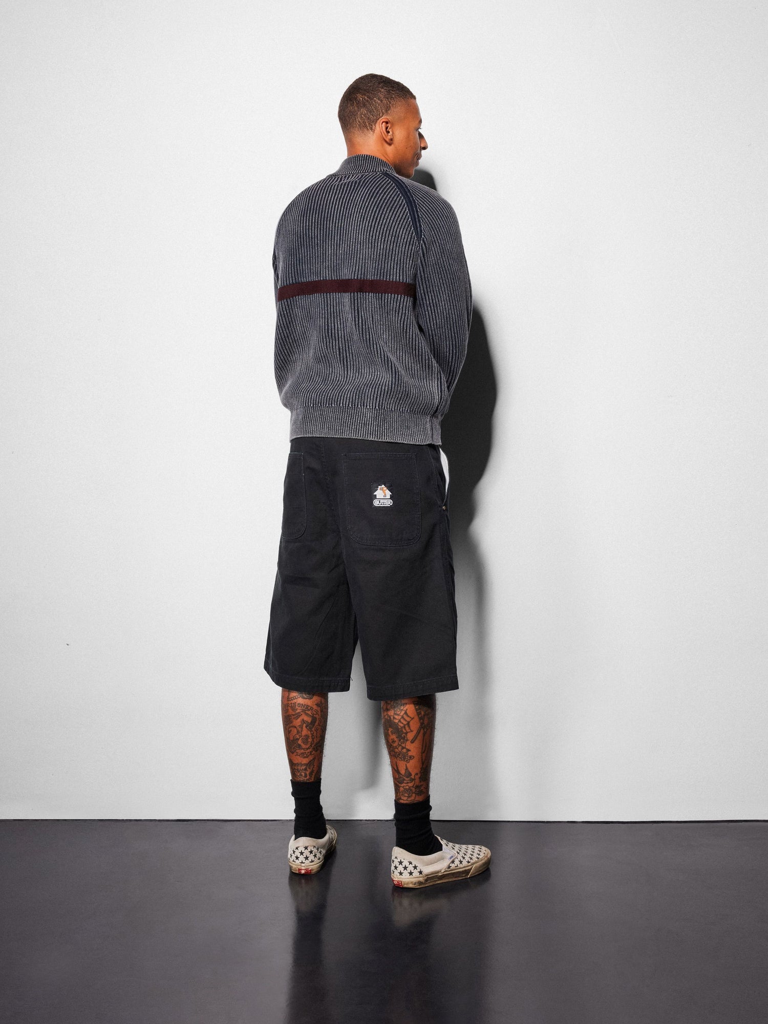 Bleach Zip-Thru Knit, Navy