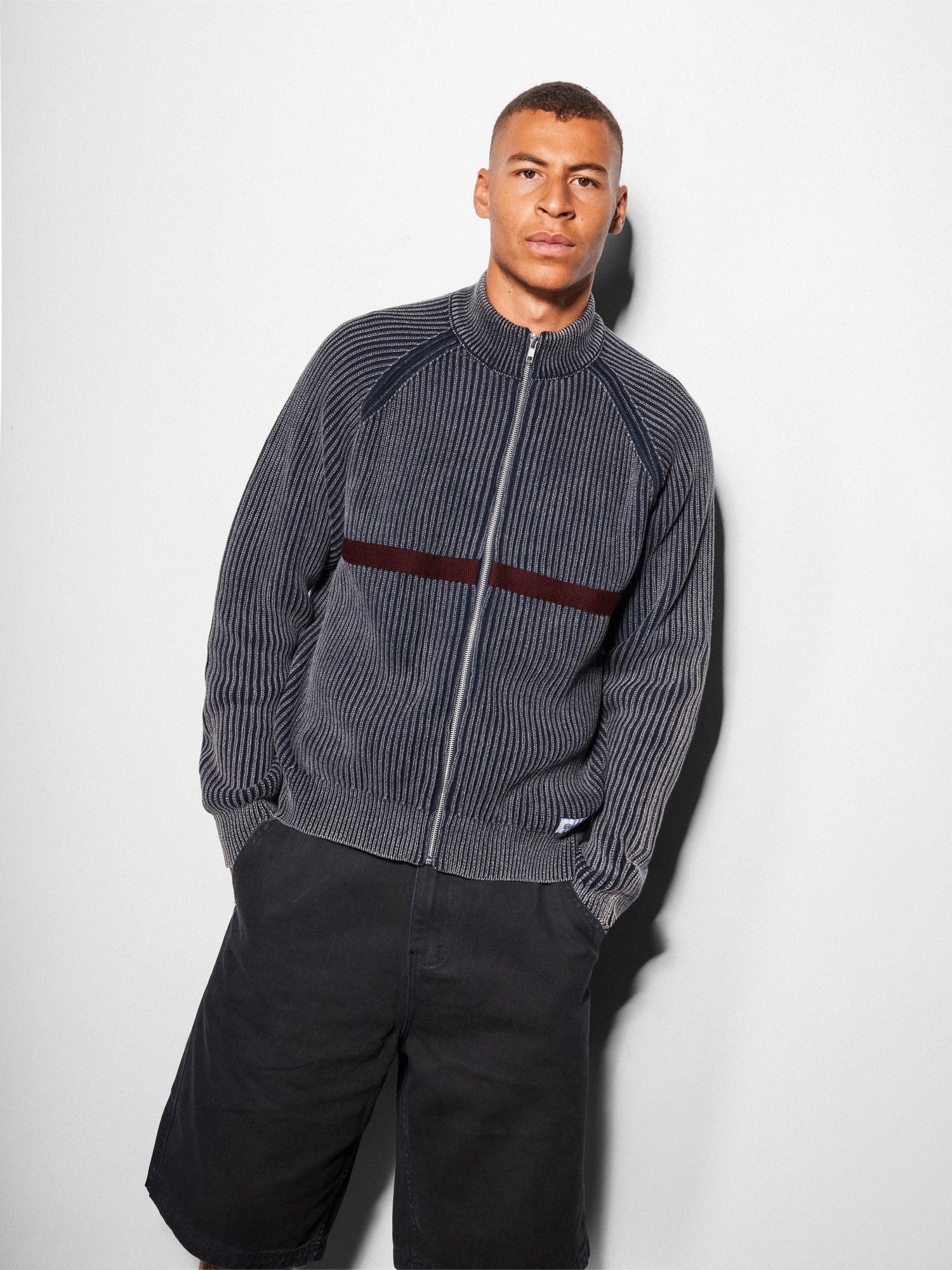 Bleach Zip-Thru Knit, Navy
