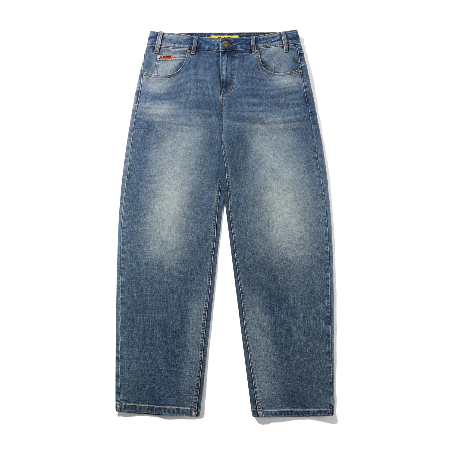 Relaxed Denim Jeans, Distressed Blue