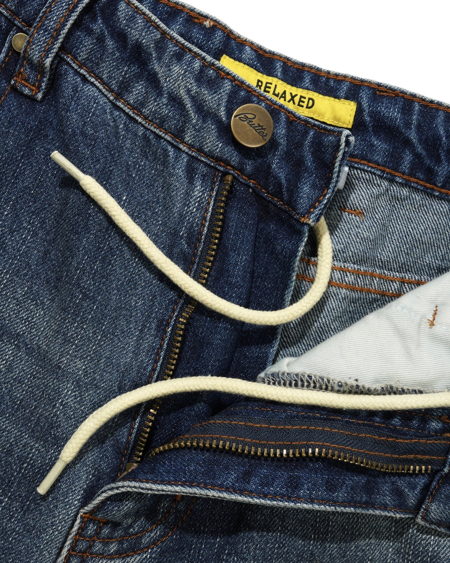 Relaxed Denim Jeans, Distressed Blue