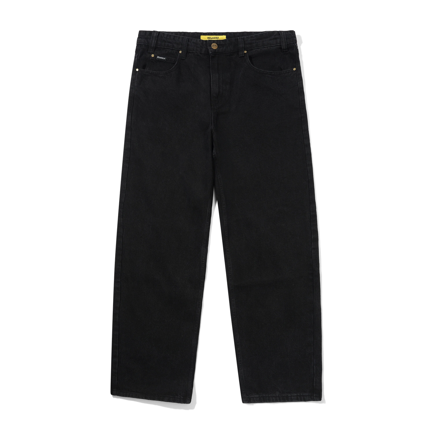 Relaxed Denim Jeans, Flat Black