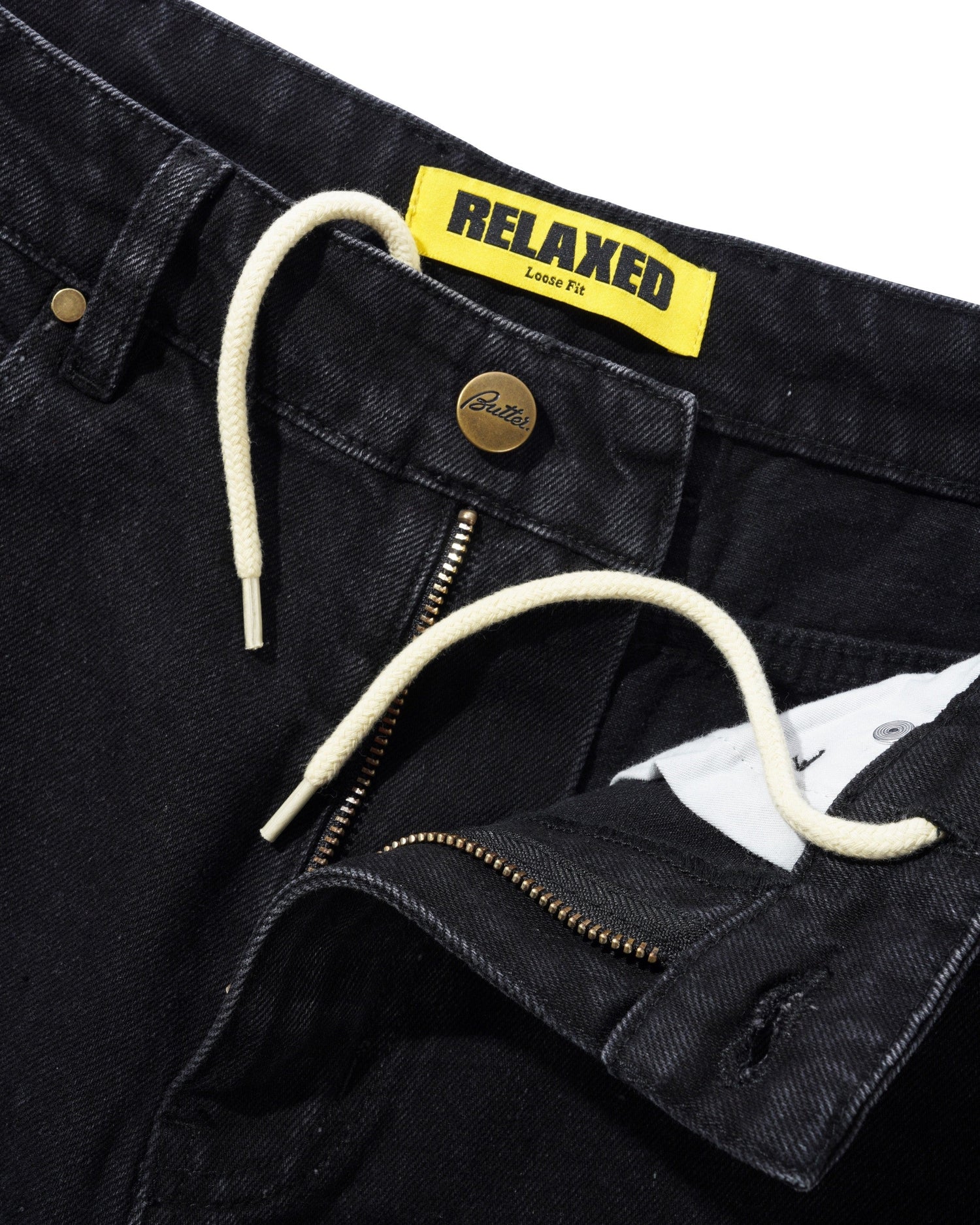 Relaxed Denim Jeans, Flat Black