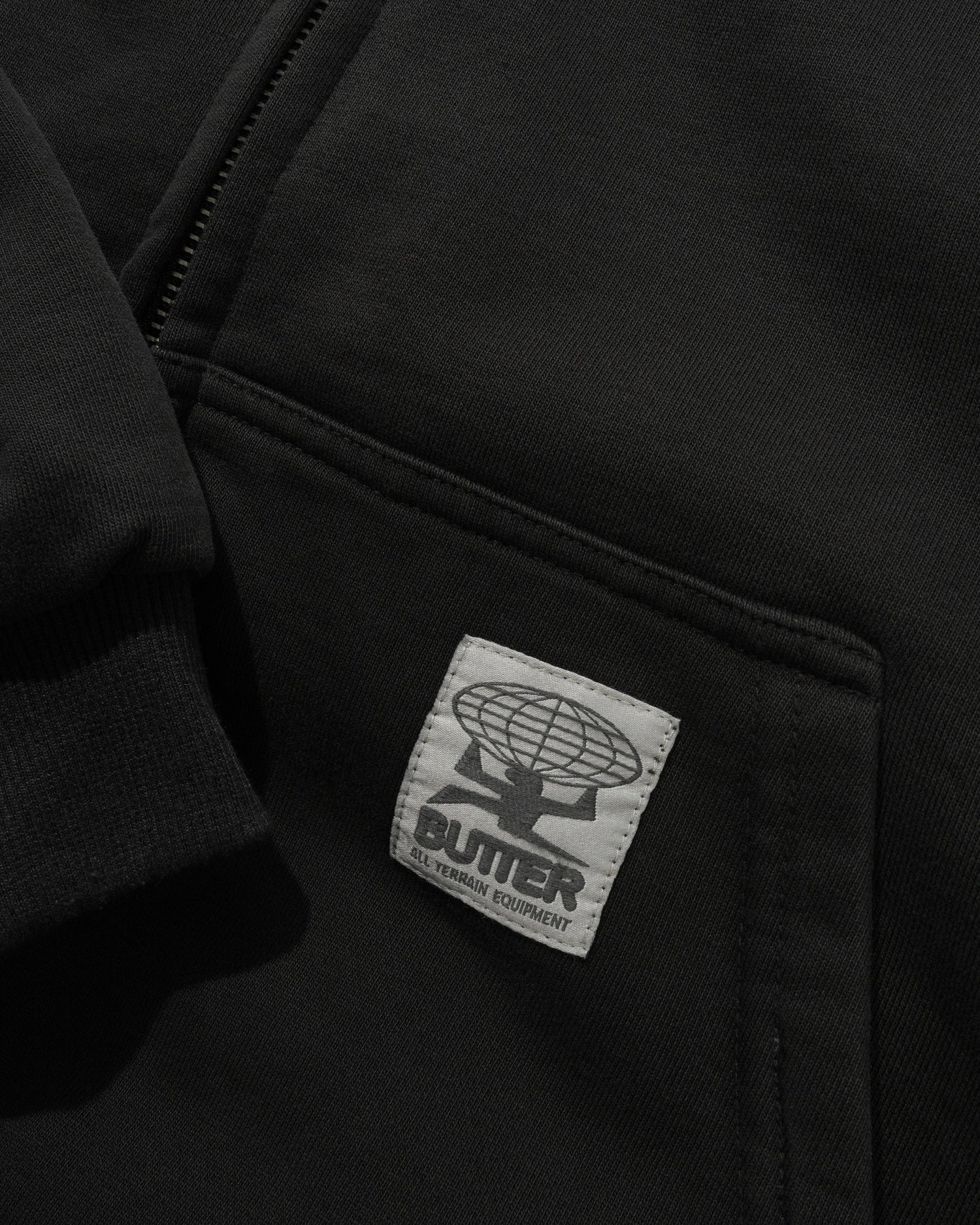 Reversible Waffle Zip-Thru Hood, Washed Black / Army