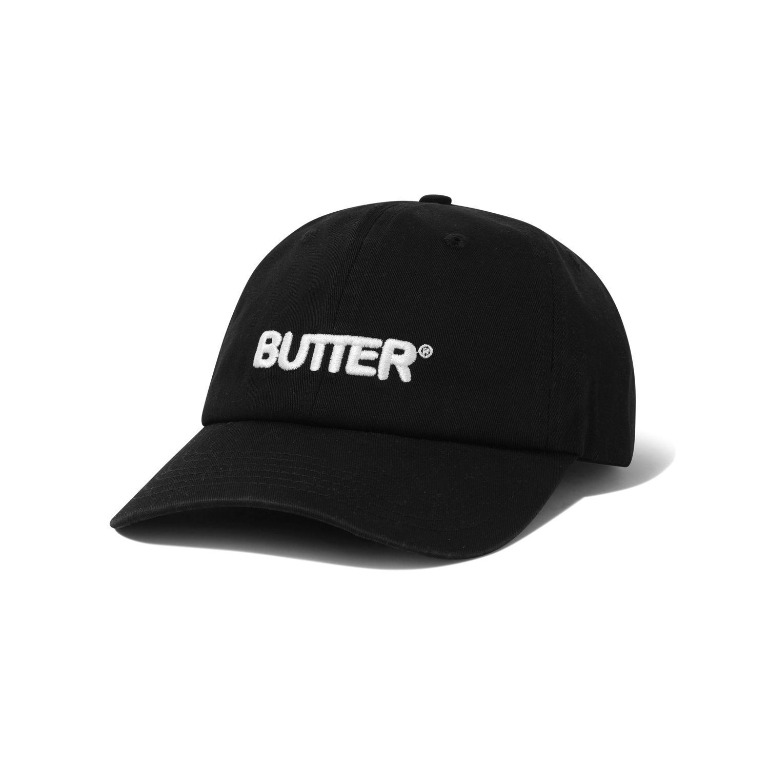 Rounded Logo 6 Panel Cap, Washed Black