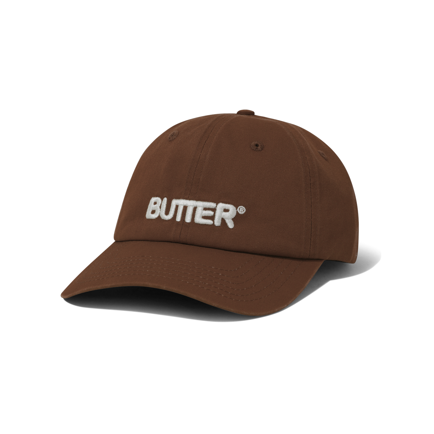 Rounded Logo 6 Panel Cap, Washed Brown