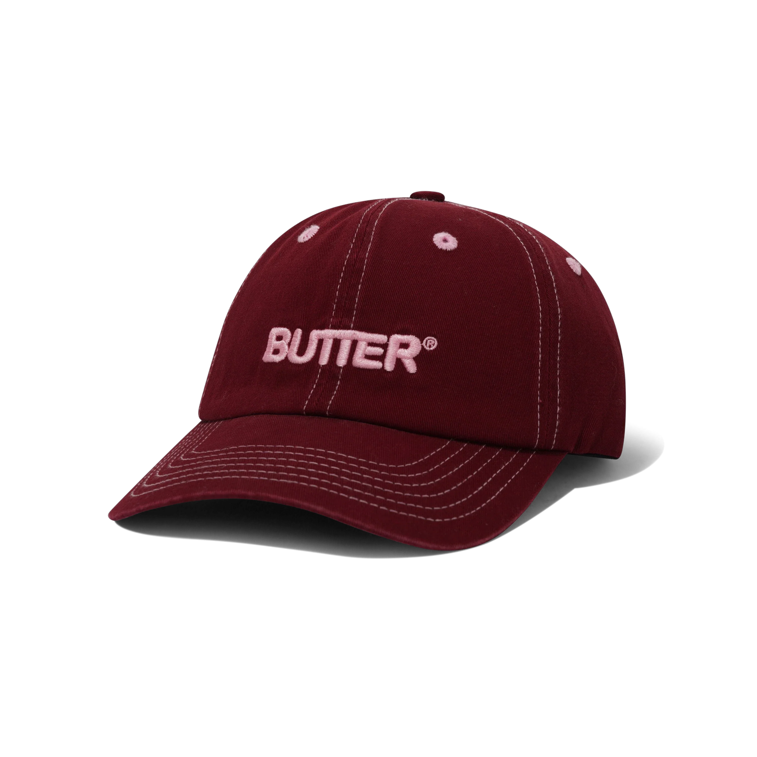 Rounded Logo 6 Panel Cap, Washed Maroon