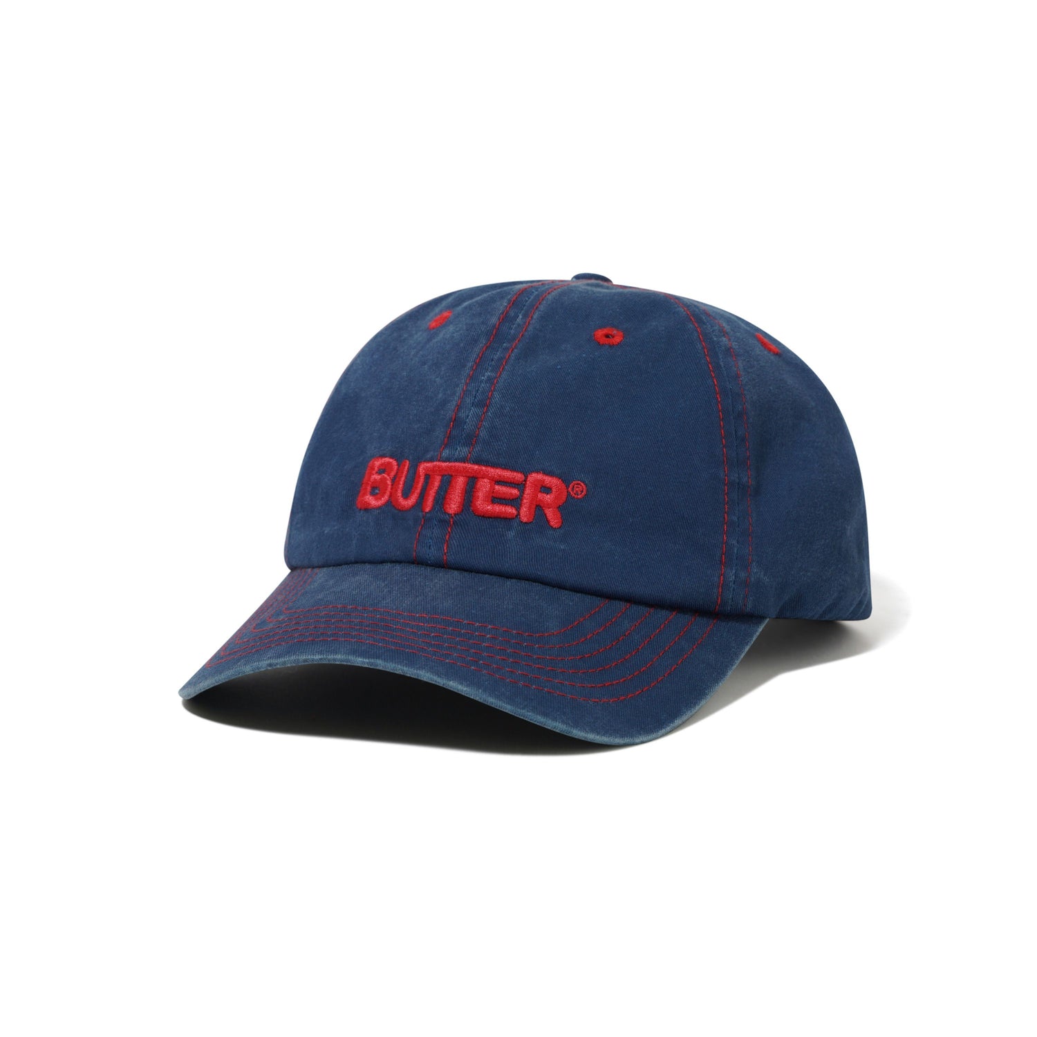 Rounded Logo 6 Panel Cap, Washed Navy