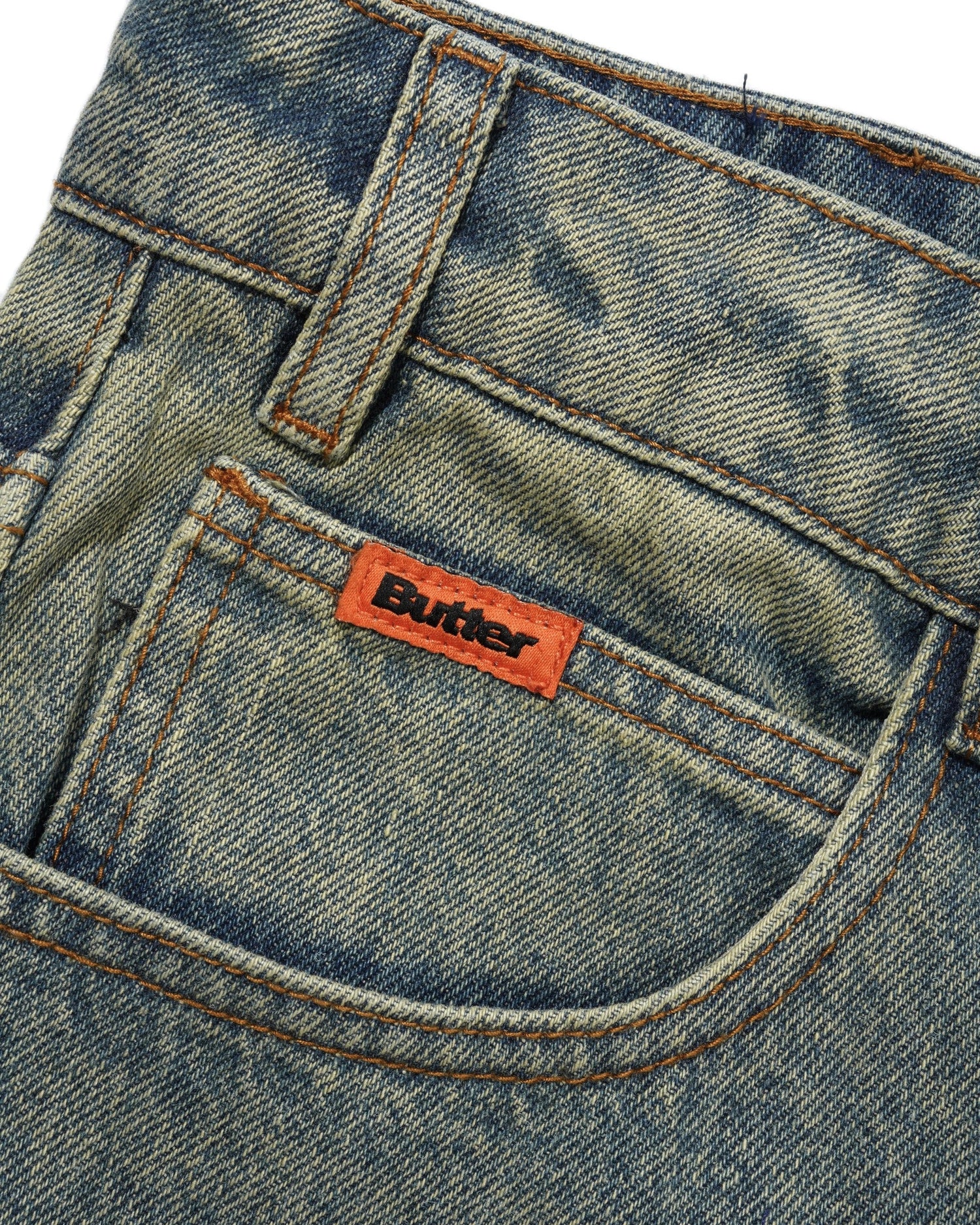 Santosuosso Denim Jeans, Distressed Mid Blue