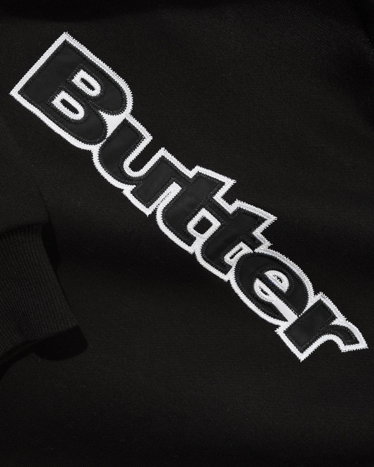 Satin Applique Logo Crewneck, Black