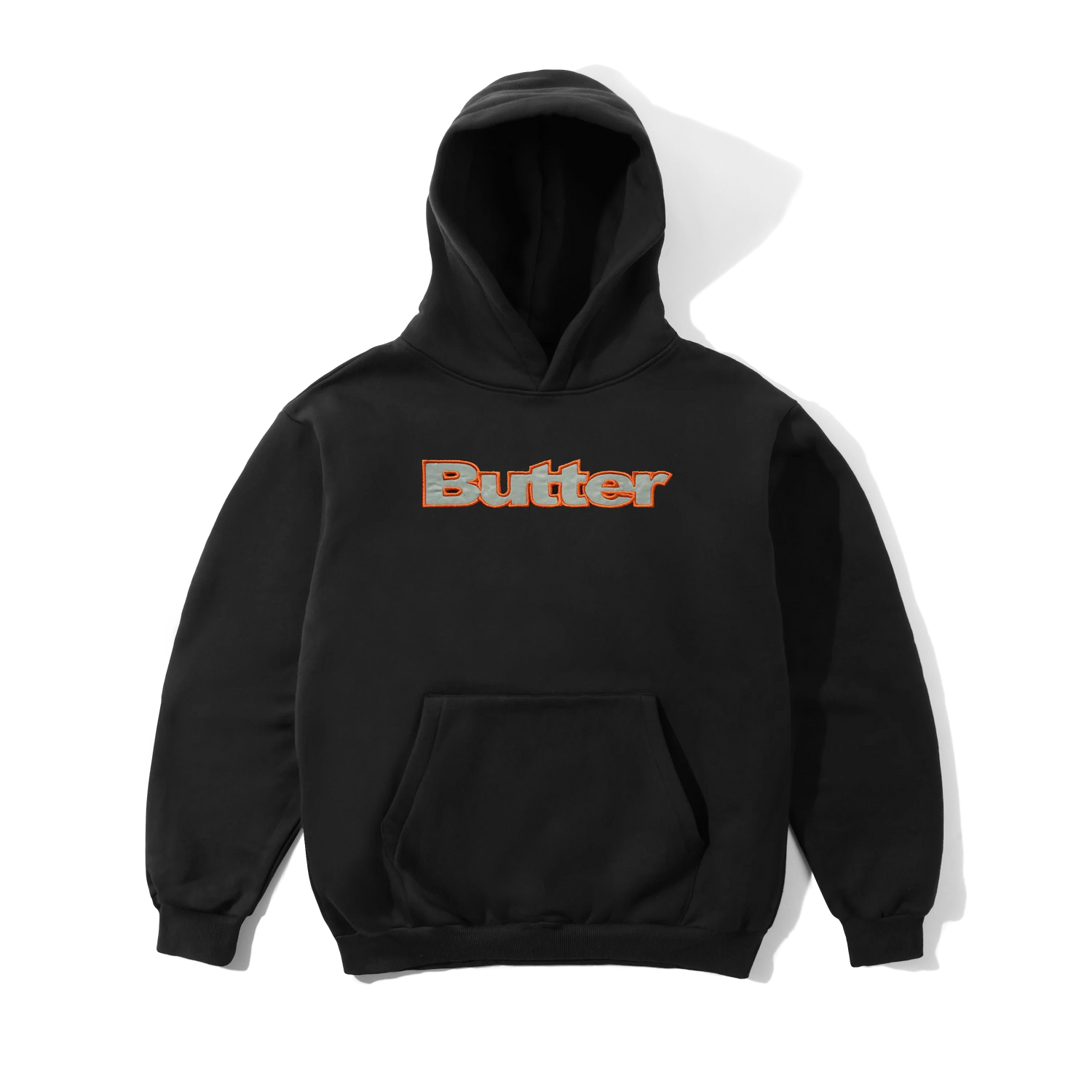Satin Applique Pullover Hood, Black