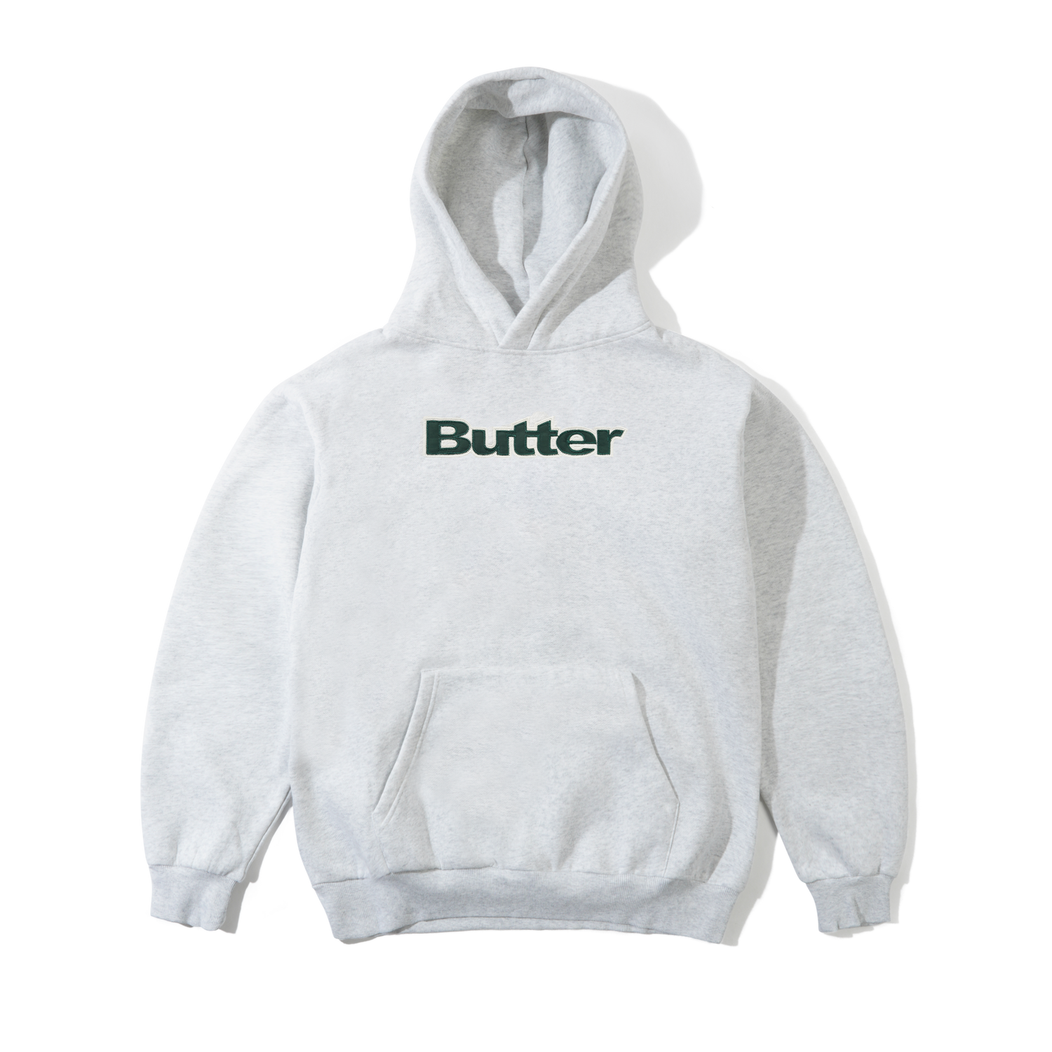 Satin Applique Pullover Hood, Ash