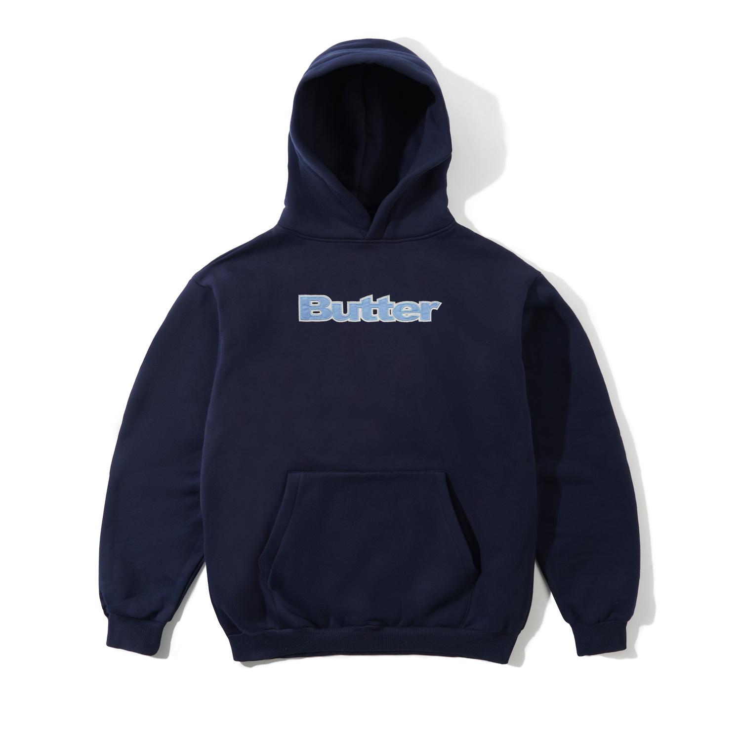 Satin Applique Pullover Hood, Navy