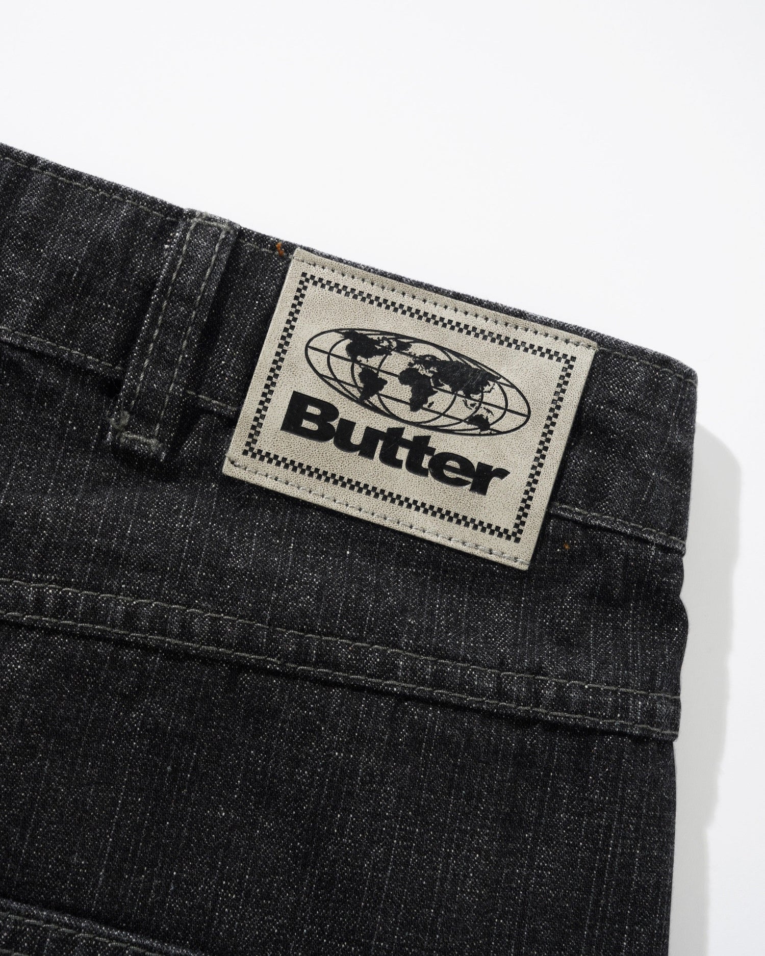 Scorpion Stitch Denim Shorts, Slub Black