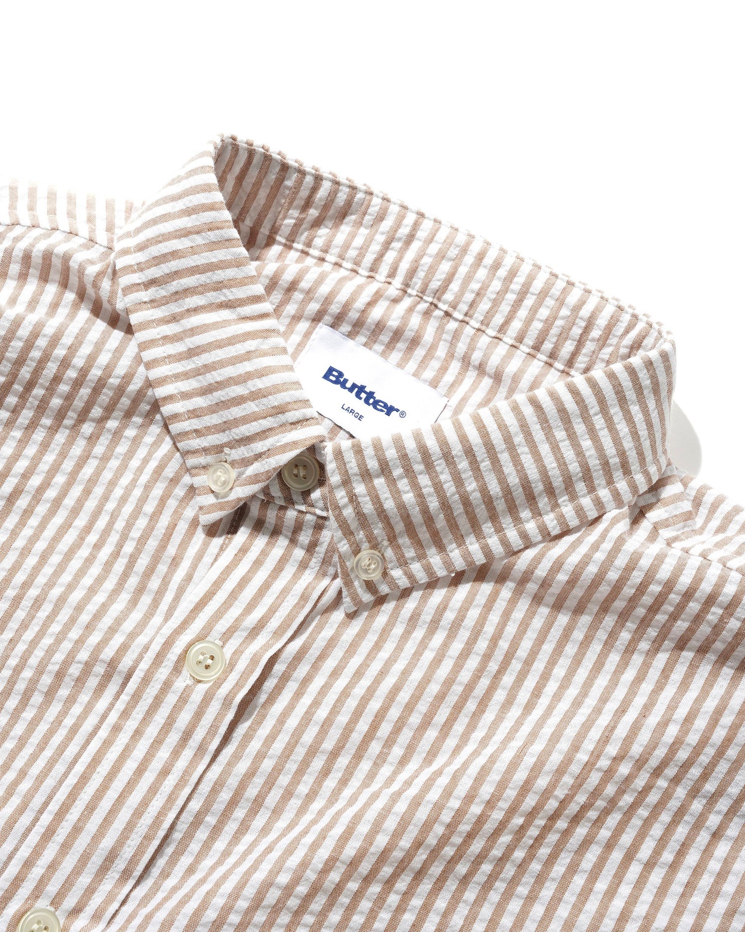 Seersucker Striped Shirt, Brown
