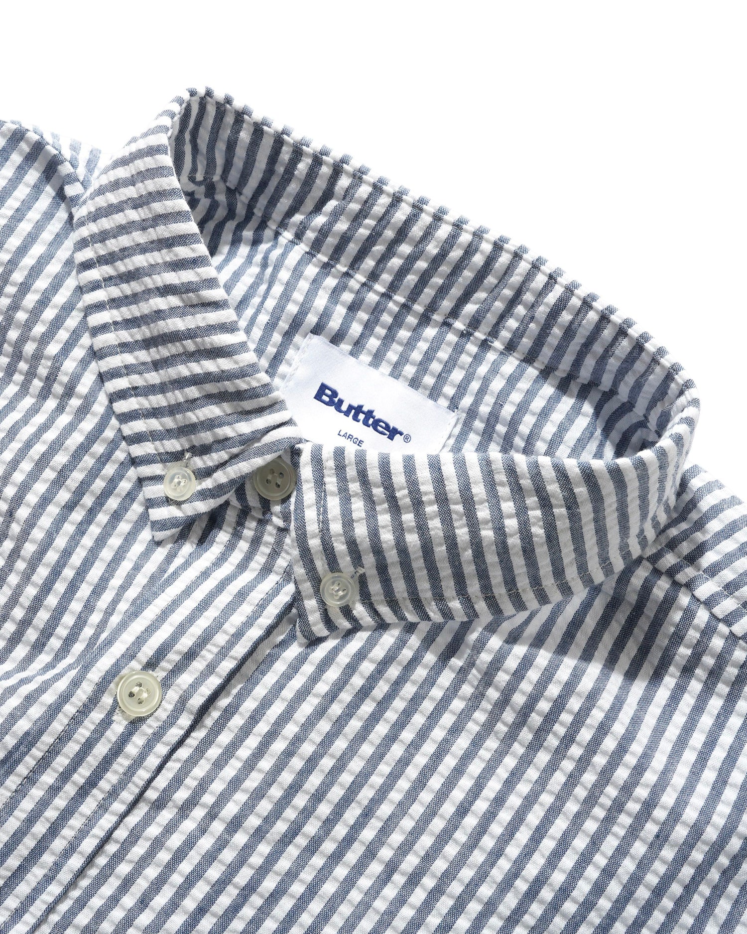 Seersucker Striped Shirt, Navy
