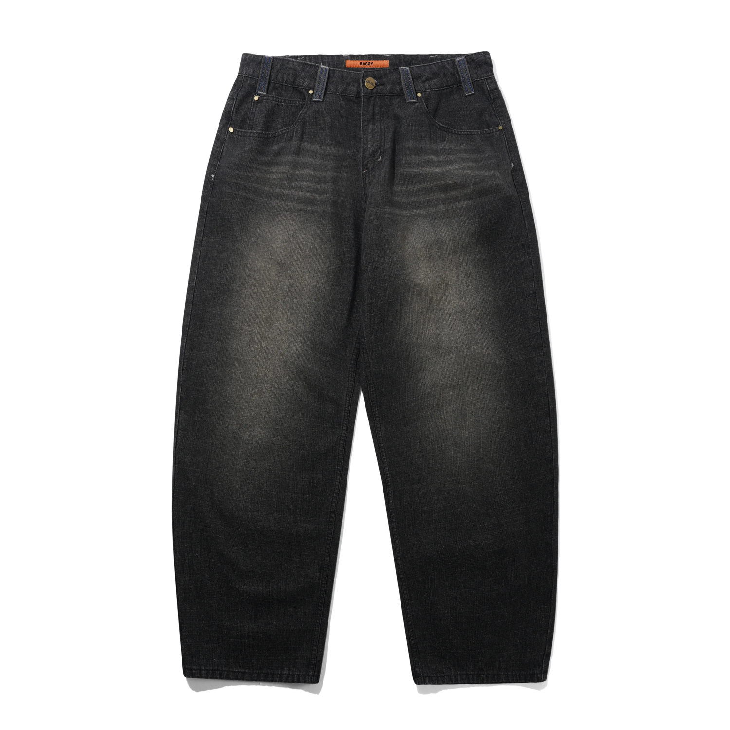 Serif Baggy Denim Jeans, Streaky Faded Black