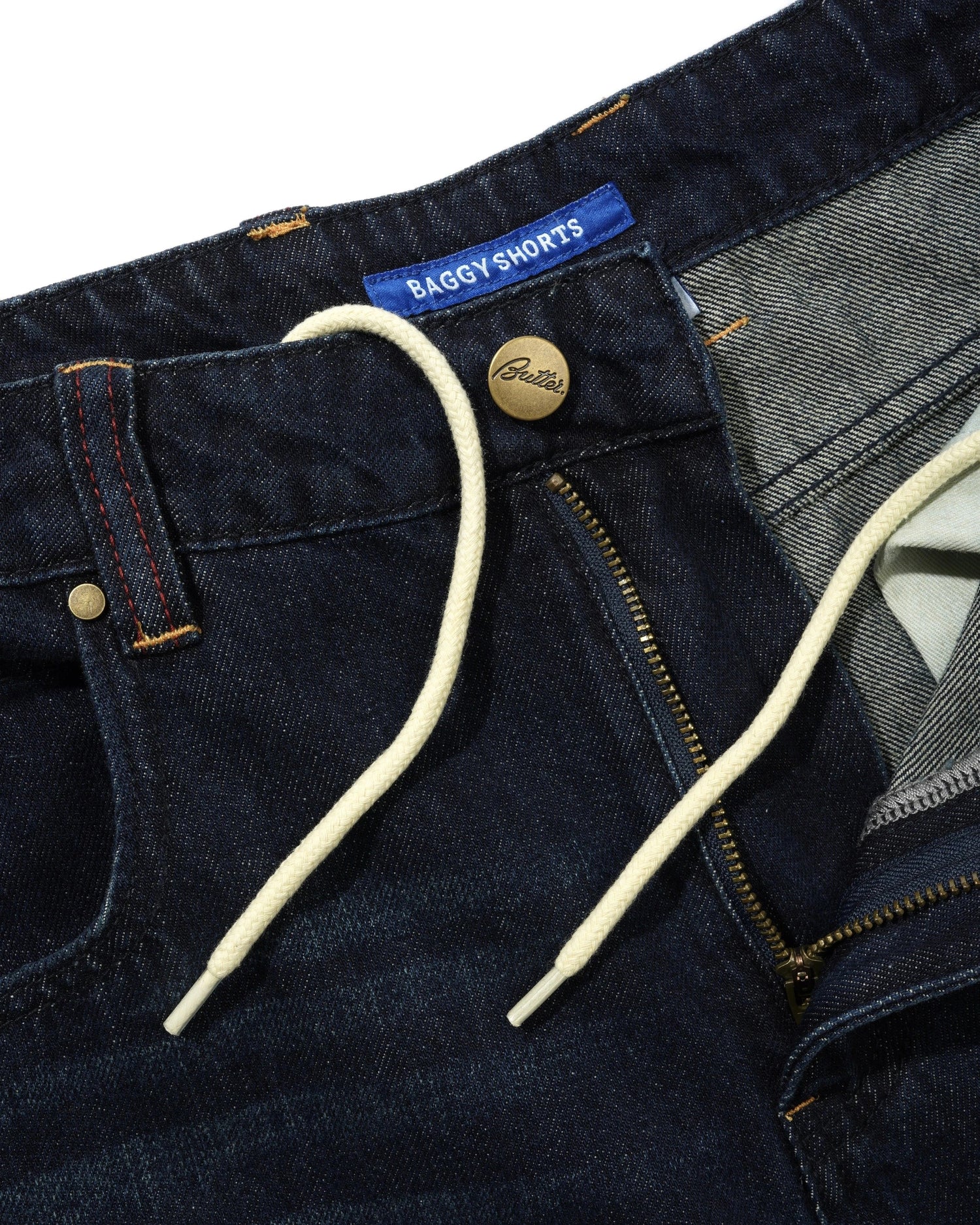Serif Baggy Denim Shorts, Worn Dark Indigo
