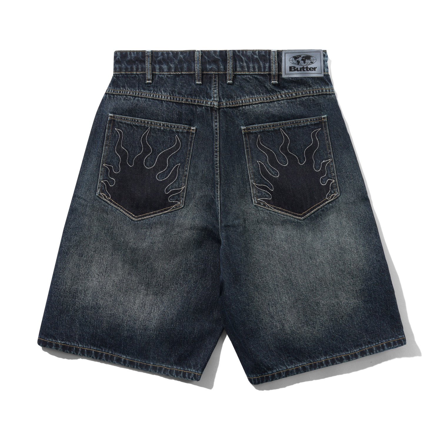 Solar Fade Denim Shorts, Blue Tint Ripple