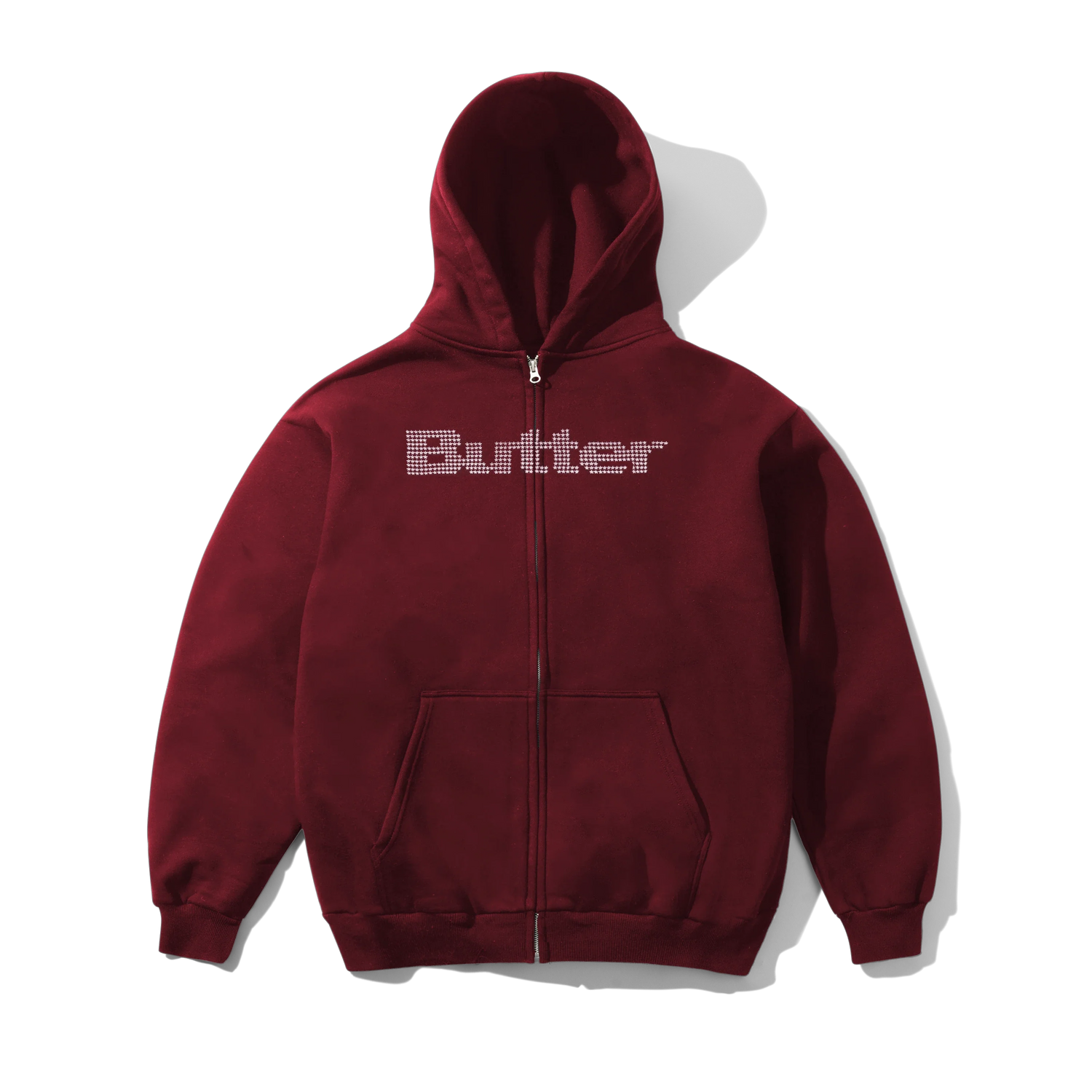 Stars Zip-Thru Hood, Burgundy