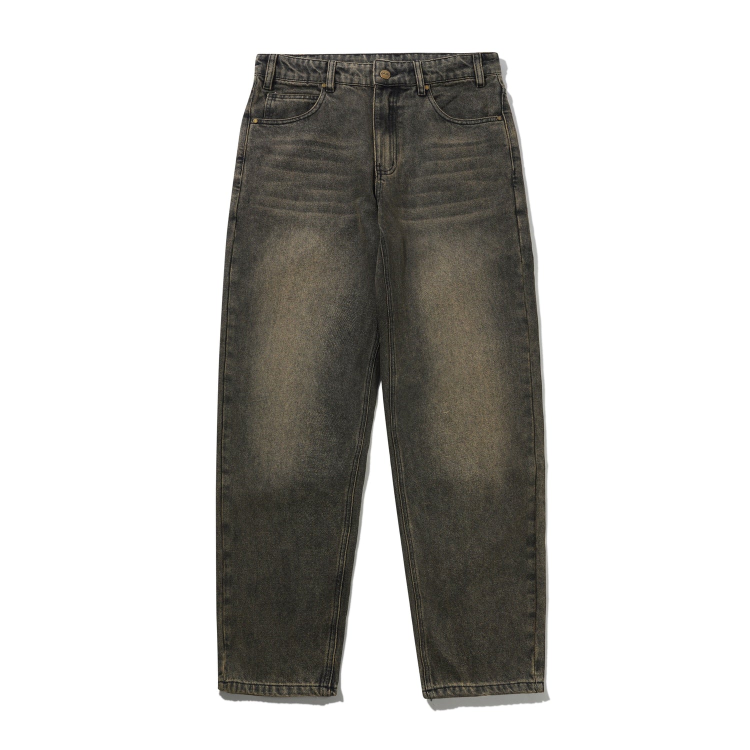 Straight Leg Denim Jeans, Brown Tint