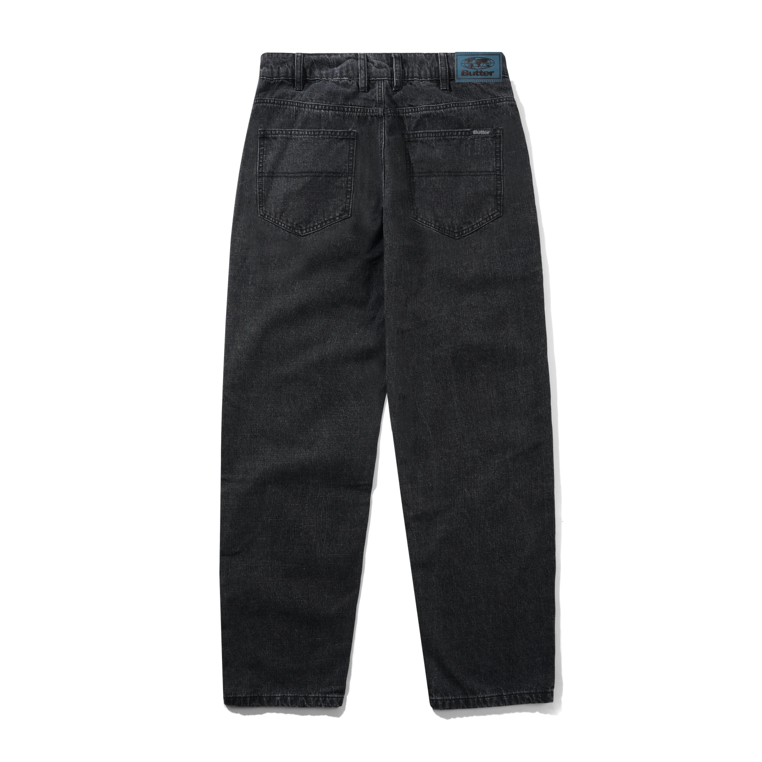 Straight Leg Denim Jeans, Streaky Faded Black