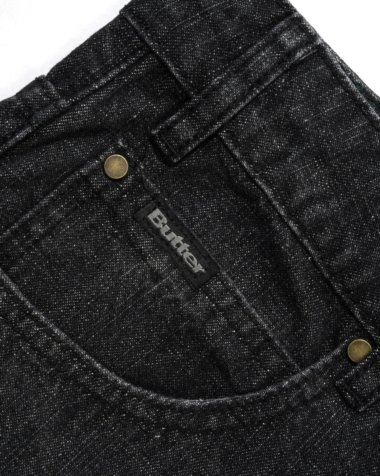 Straight Leg Denim Jeans, Streaky Faded Black