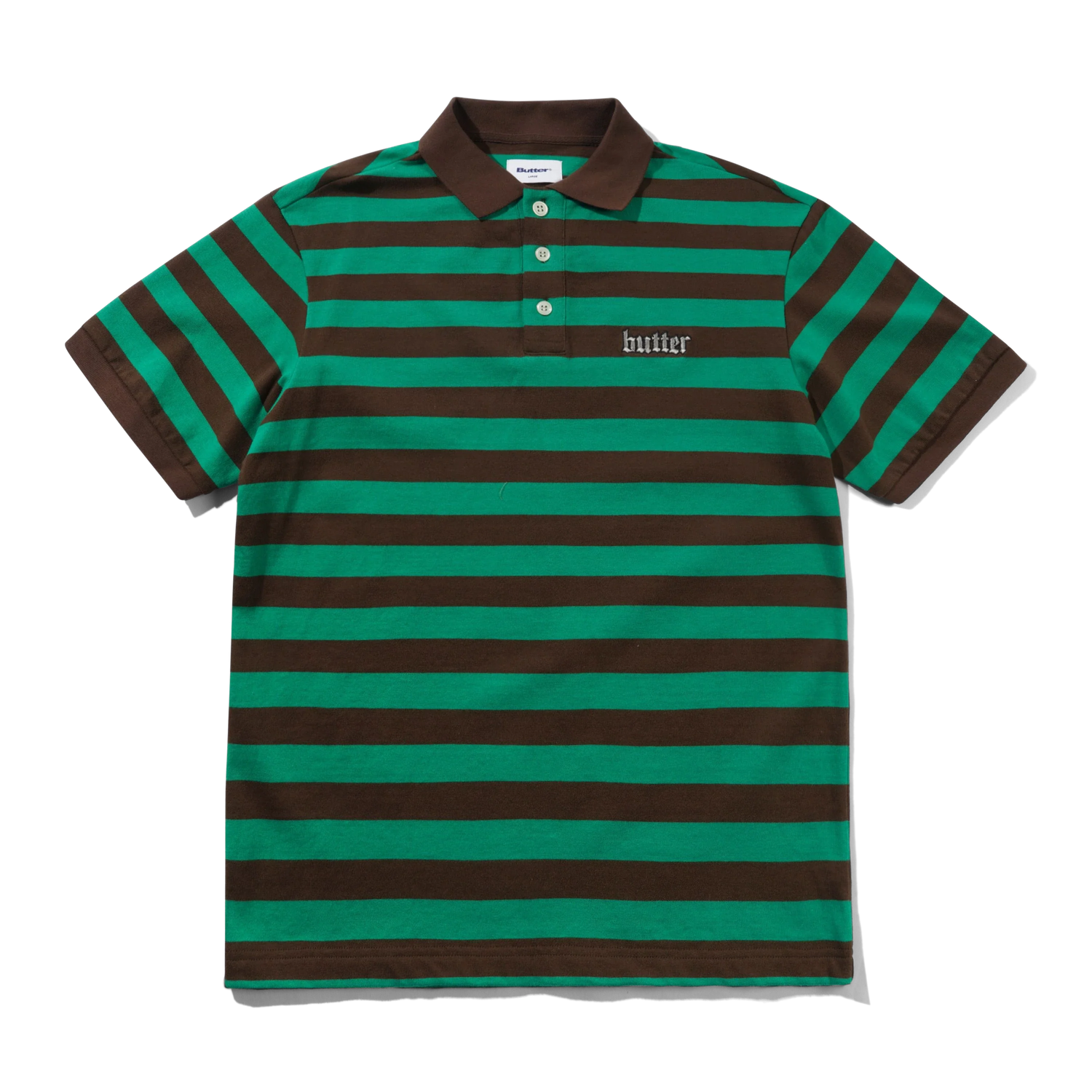 Striped Polo Shirt, Green / Brown