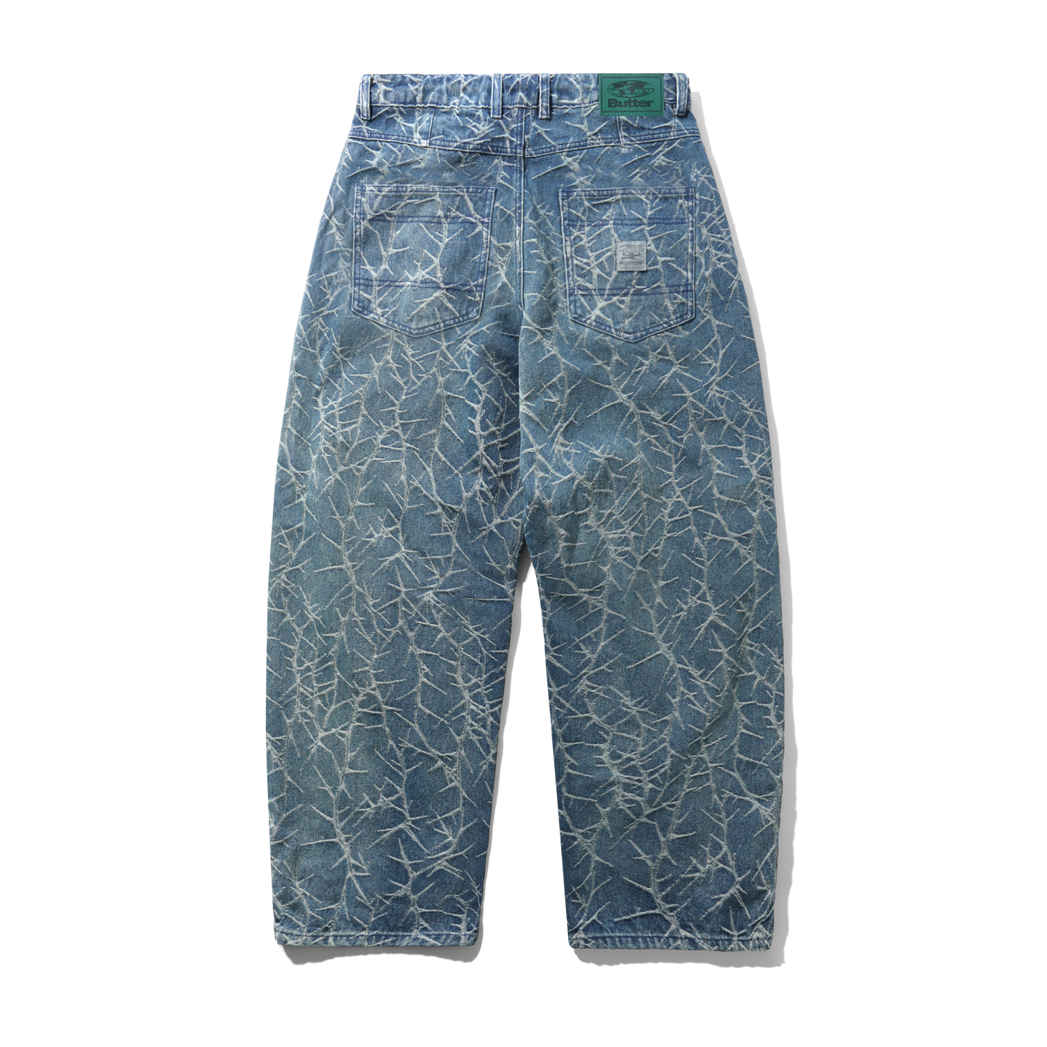 Thorn Camo Wide Cut Denim Jeans, Washed Indigo