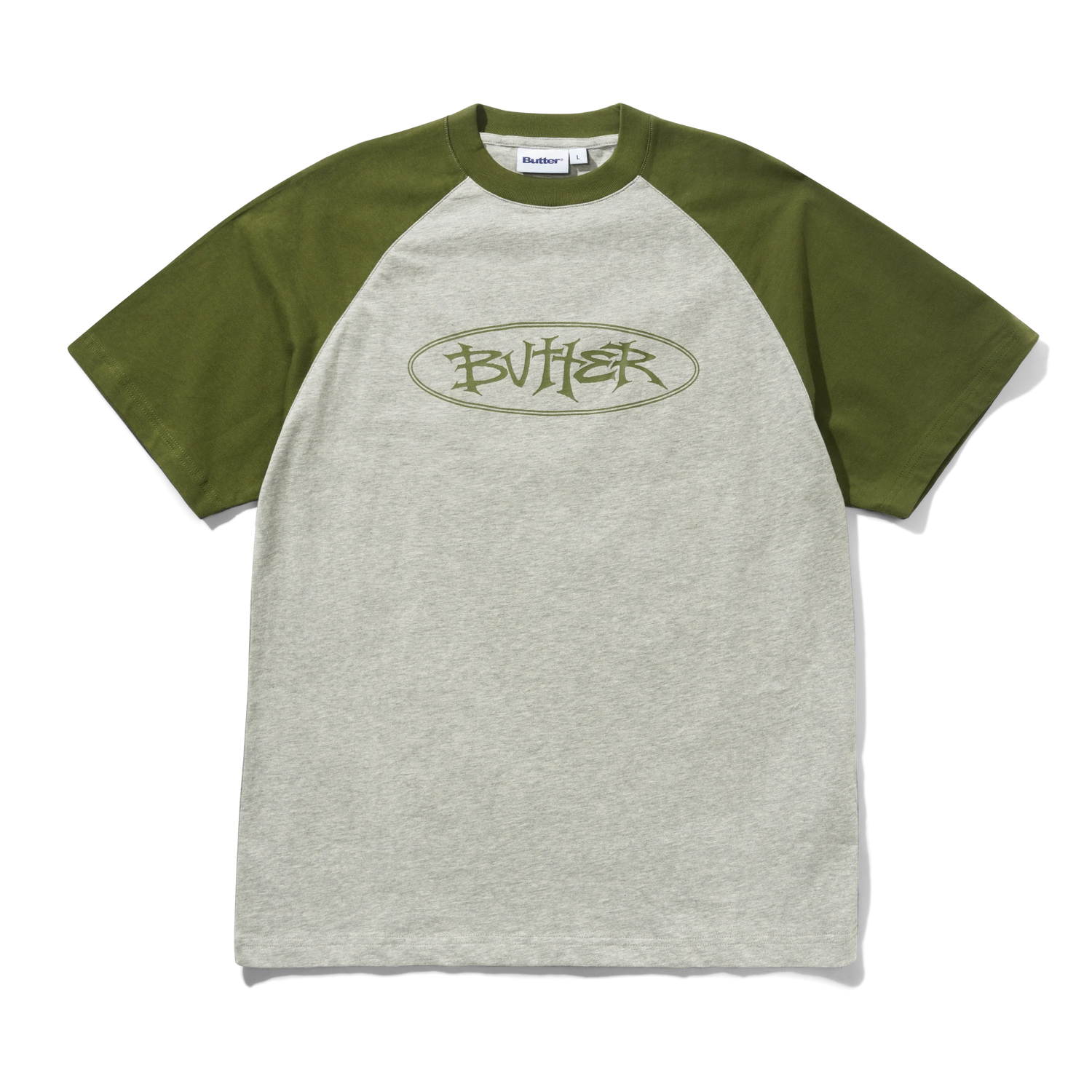 Tide Raglan Tee, Heather Grey / Army