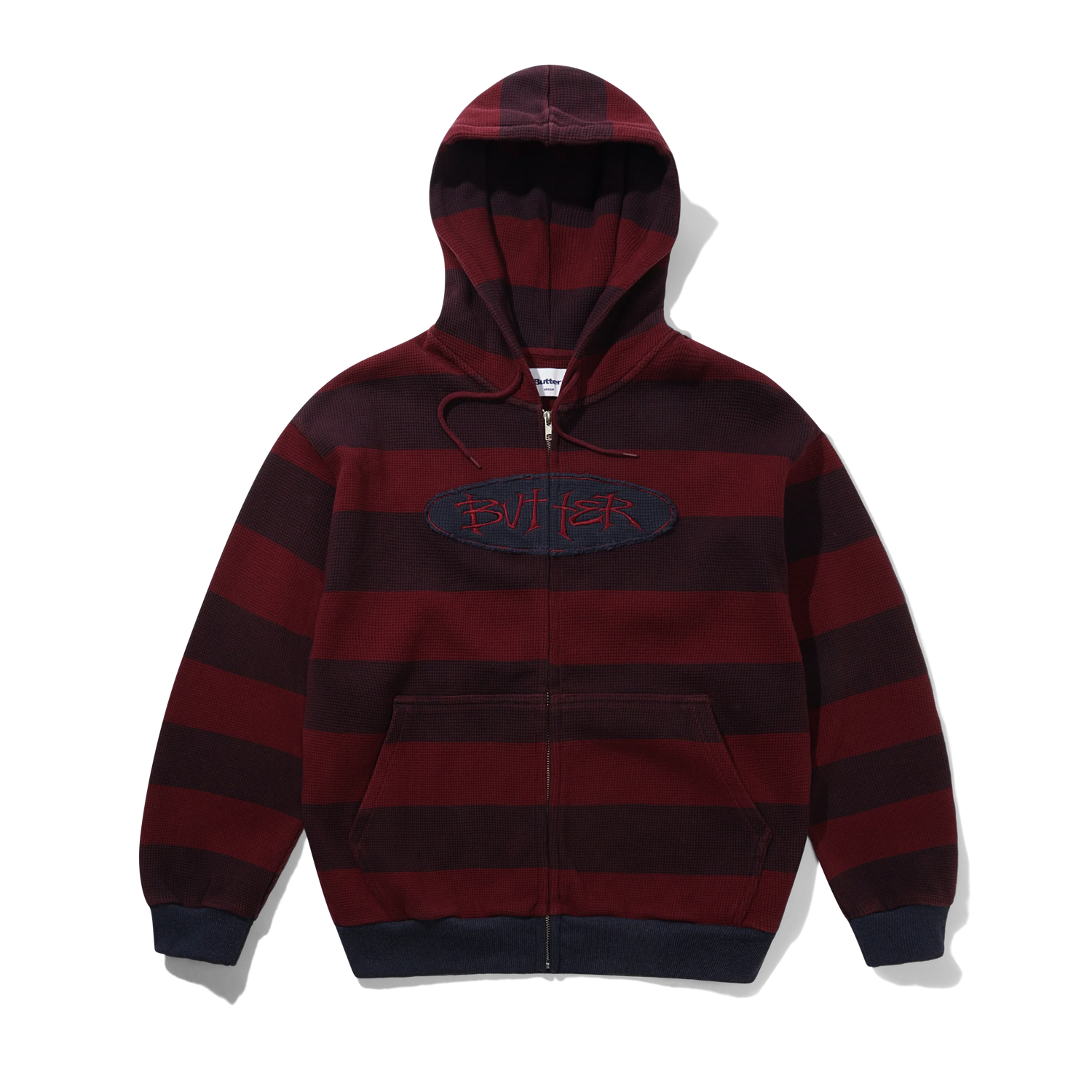 Tide Waffle Zip-Thru Hood, Red Stripe