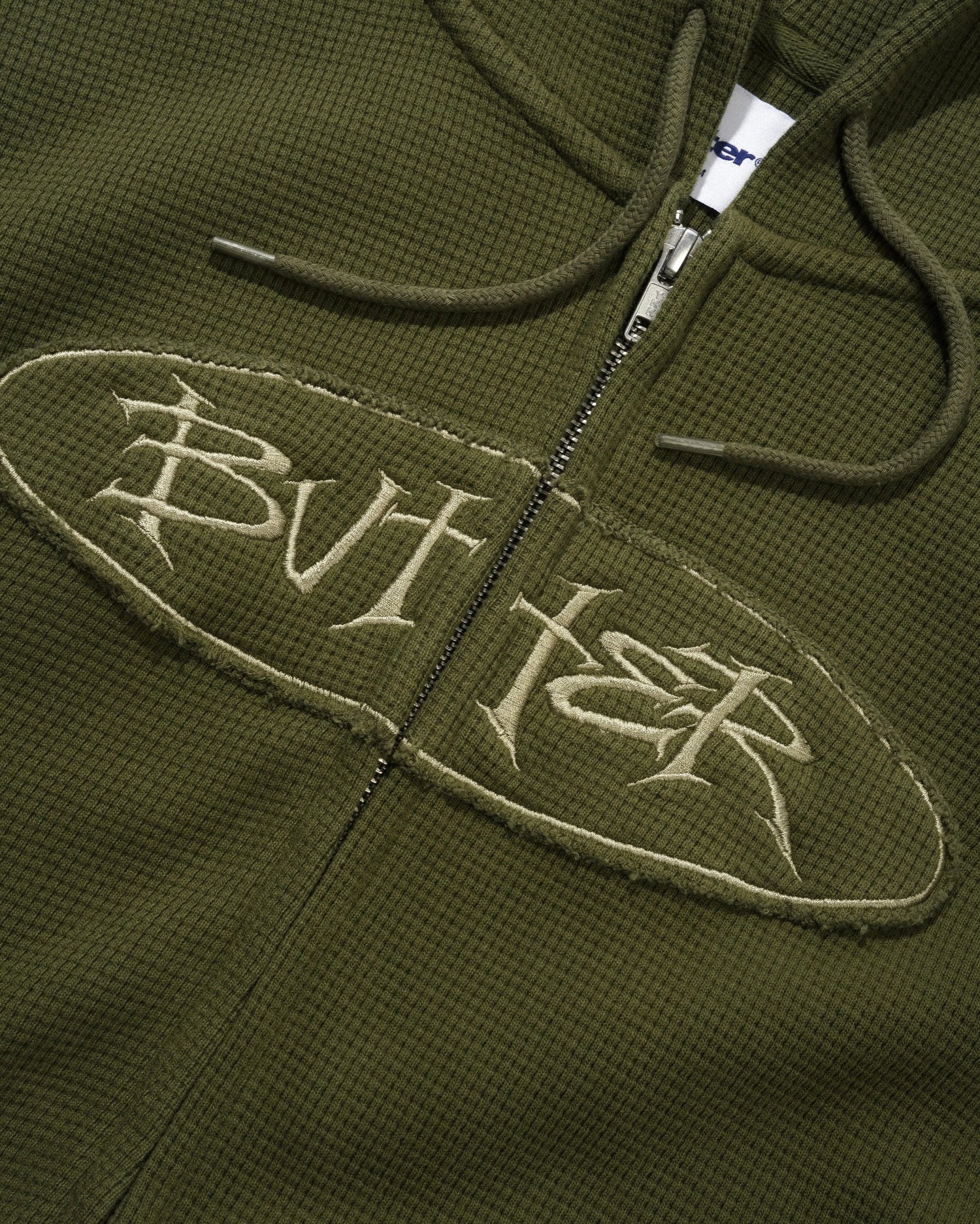 Tide Waffle Zip-Thru Hood, Washed Army
