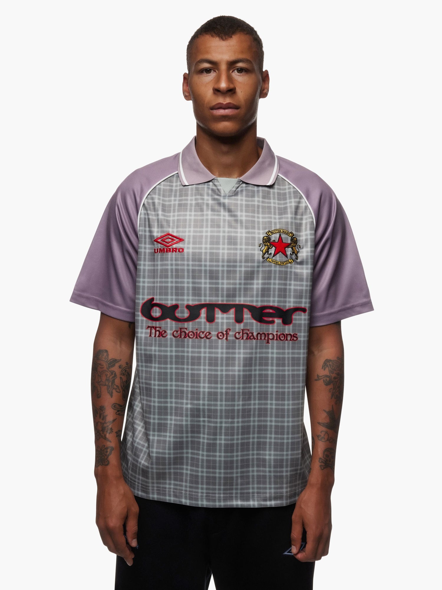 Plaid Jersey, Berry / Stone