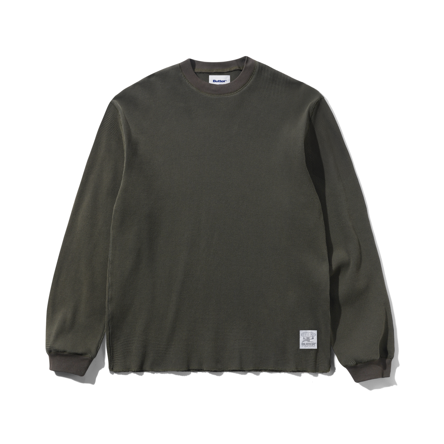 Waffle L/S Top, Washed Dark Grey
