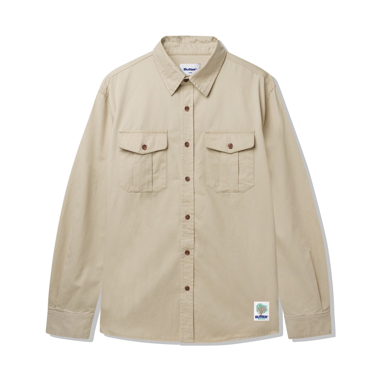 Washed Pocket L/S Shirt, Ivory