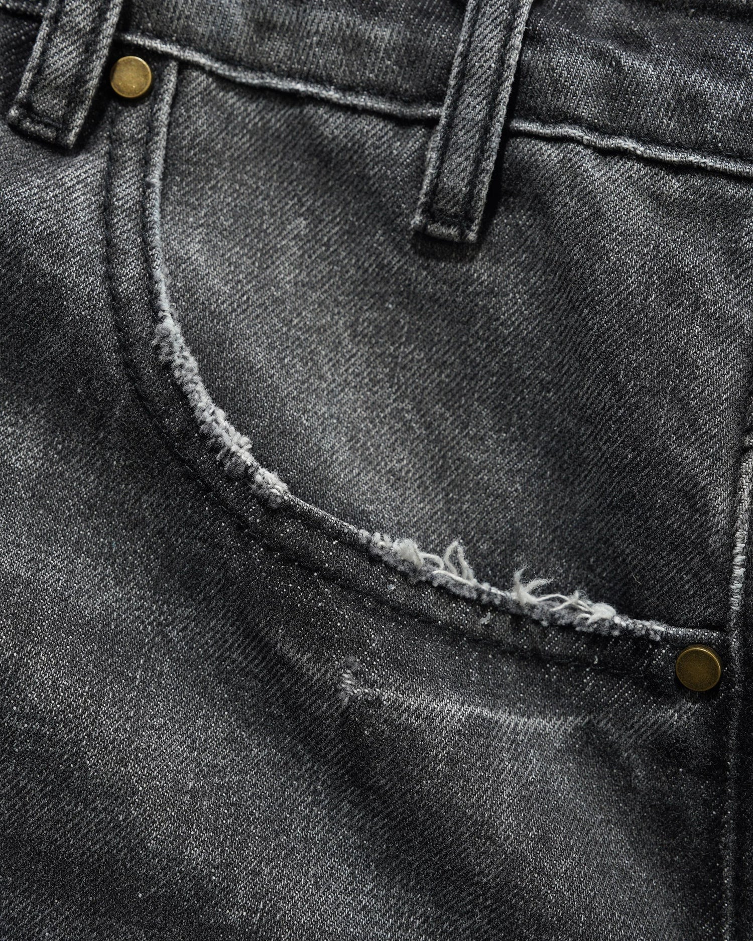 Wide Cut Denim Jeans, Distressed Grey