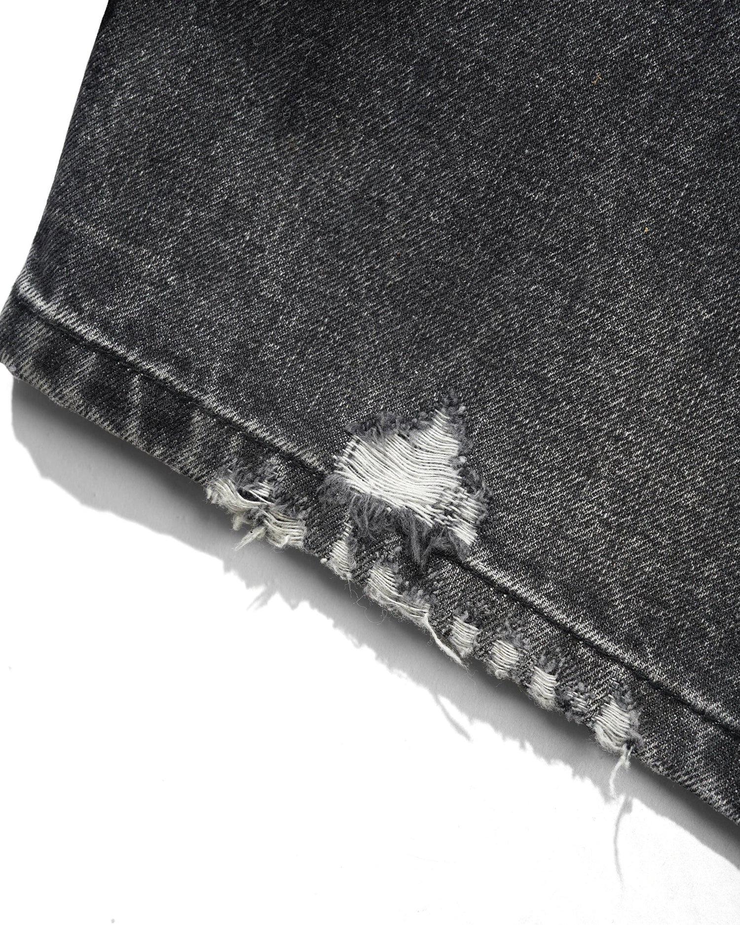 Wide Cut Denim Jeans, Distressed Grey