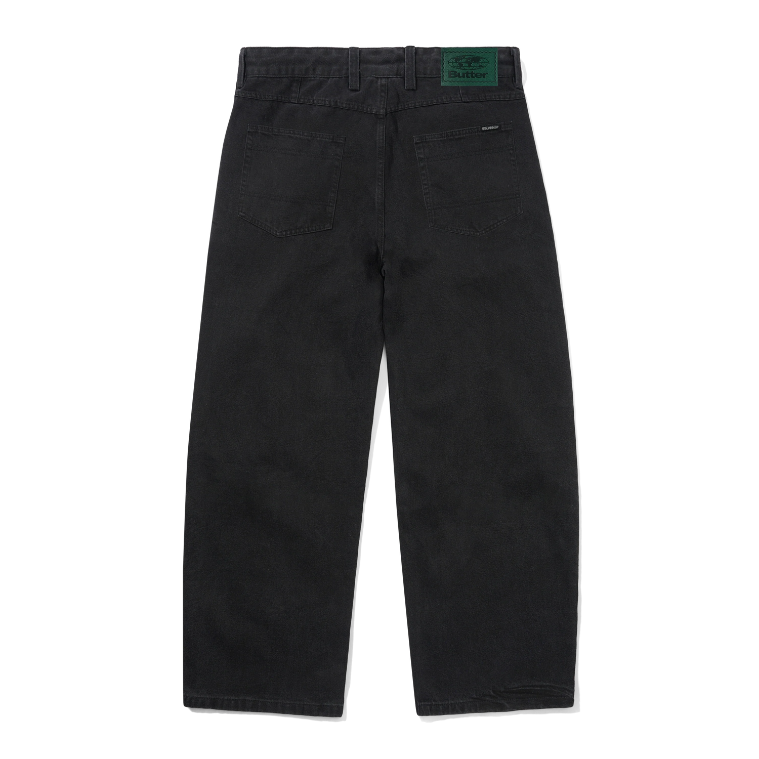 Wide Cut Denim Jeans, Flat Black