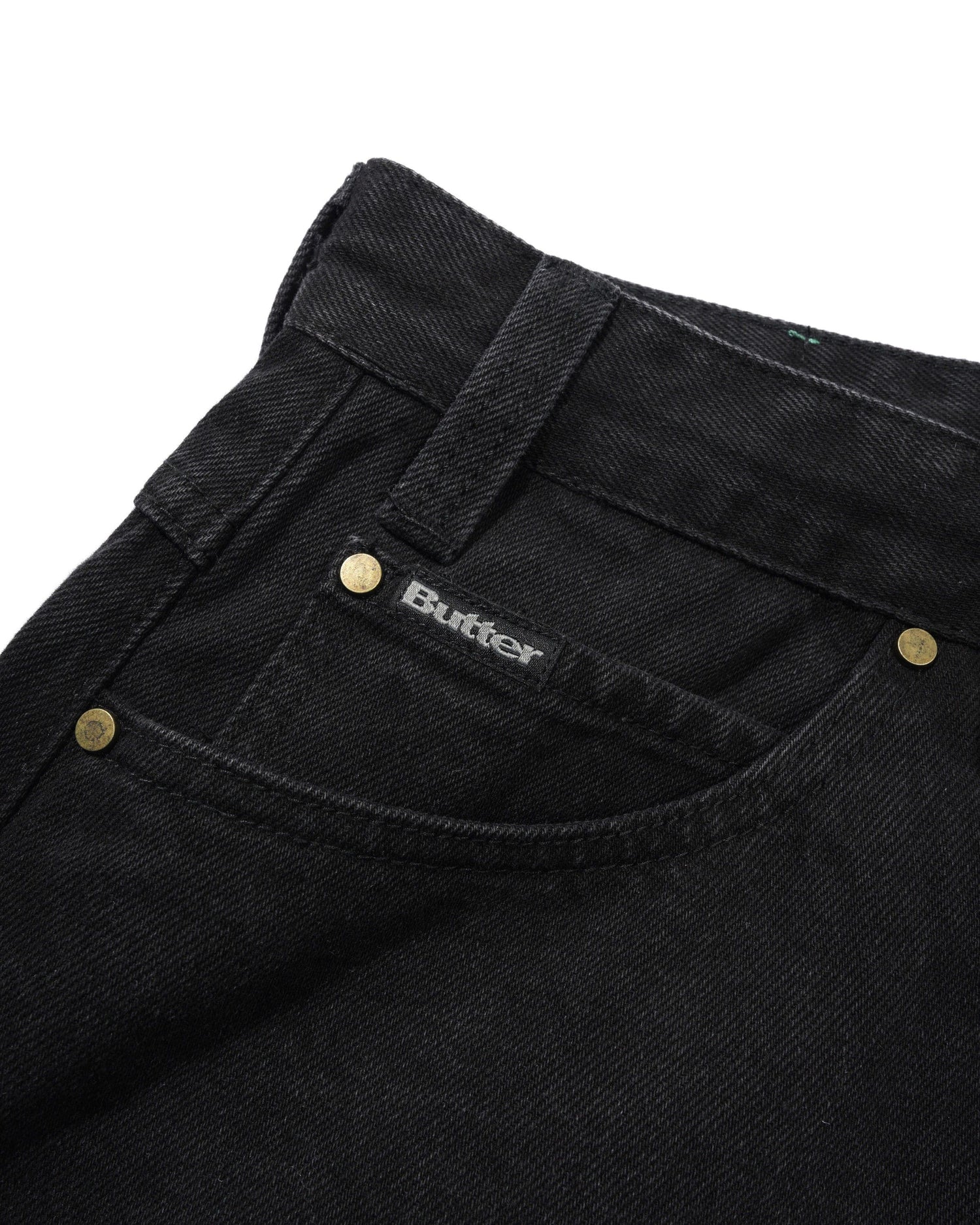 Wide Cut Denim Jeans, Flat Black