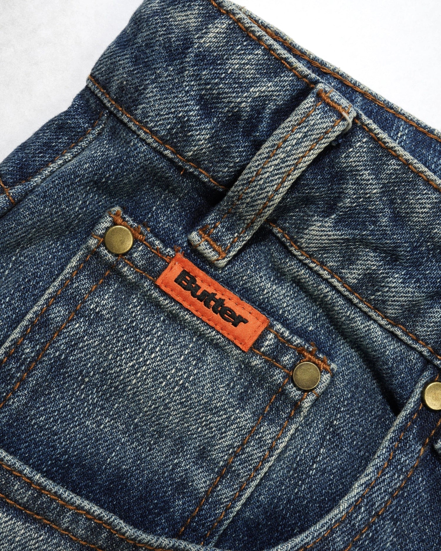 Wide Cut Denim Jeans, Mid Streaky Blue
