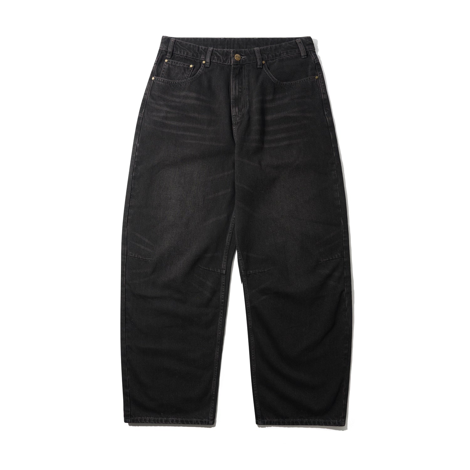 Wide Cut Denim Jeans, Tinted Black