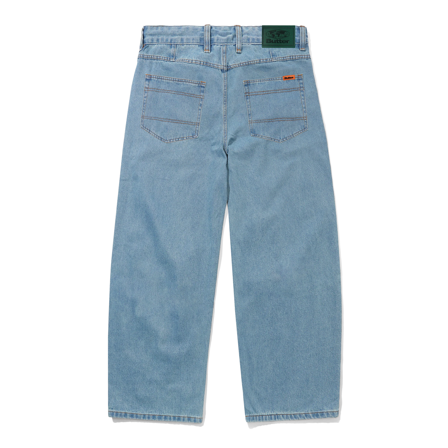 Wide Cut Denim Jeans, Washed Indigo