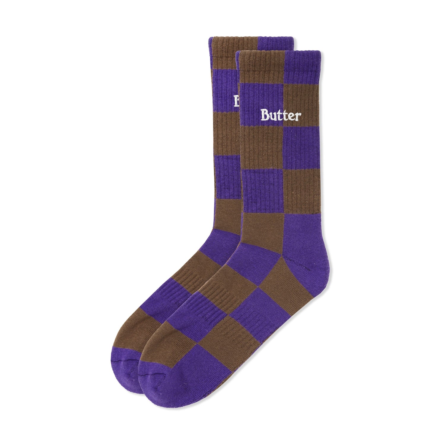 Checkered Socks, Brown / Indigo