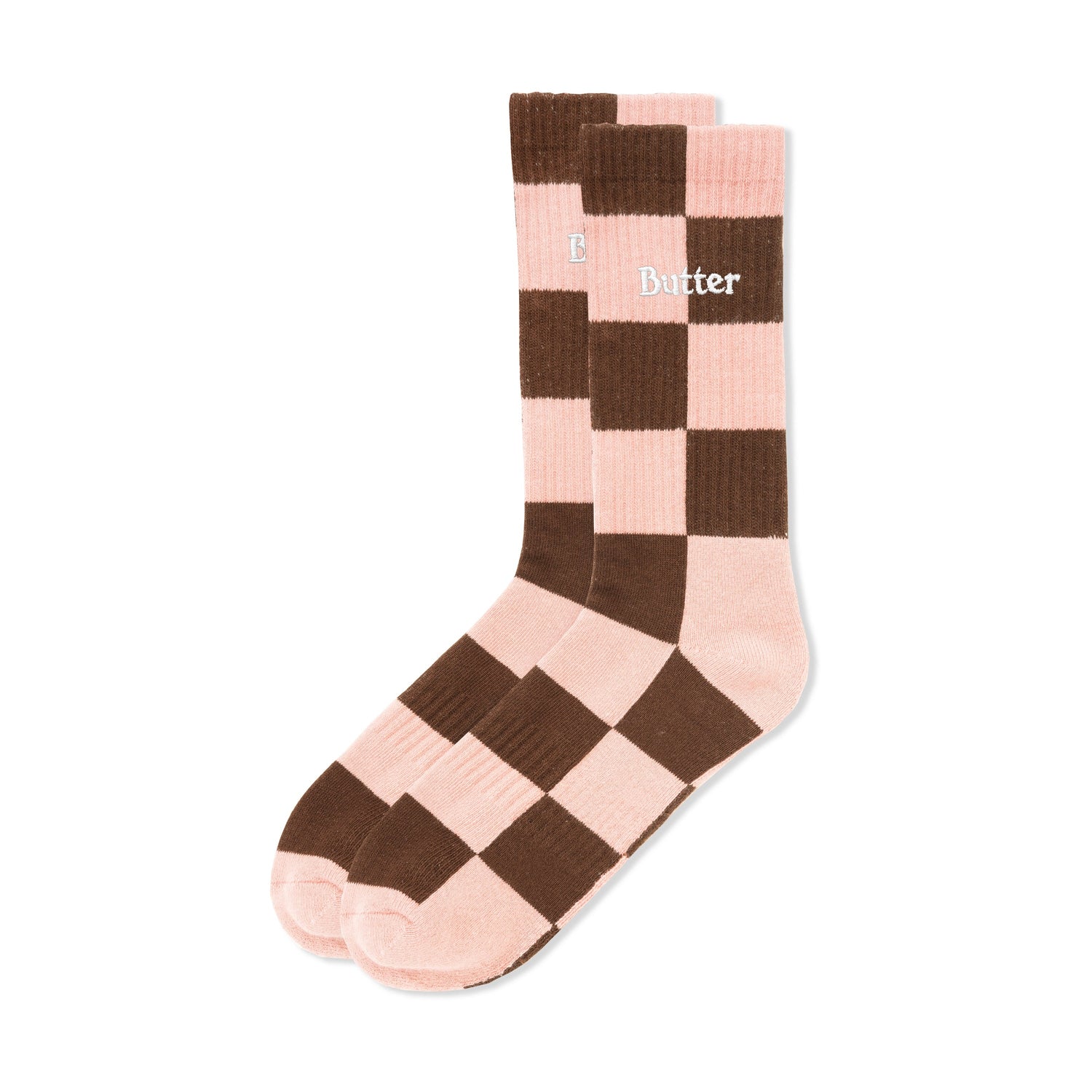 Checkered Socks, Brown / Pink